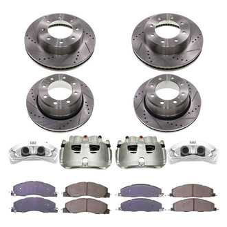 Callahan Brake Parts® - Drilled and Slotted Front and Rear Brake Kit with Calipers
