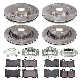 Callahan Brake Parts® - Drilled and Slotted Front and Rear Brake Kit with Calipers