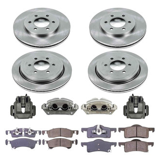 Callahan Brake Parts® - Plain Front and Rear Brake Kit with Calipers