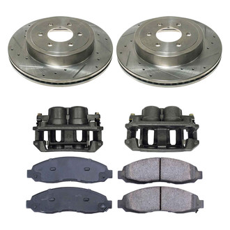 Callahan Brake Parts® - Drilled and Slotted Front Brake Kit with Calipers