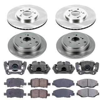 Callahan Brake Parts® - Plain Front and Rear Brake Kit with Calipers