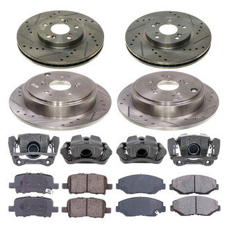 Callahan Brake Parts® - Drilled and Slotted Front and Rear Brake Kit with Calipers