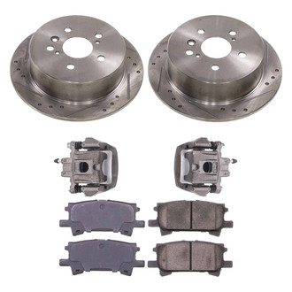 Callahan Brake Parts® - Drilled and Slotted Rear Brake Kit with Calipers