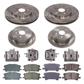 Callahan Brake Parts® - Drilled and Slotted Front and Rear Brake Kit with Calipers