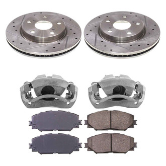 Callahan Brake Parts® - Drilled and Slotted Front Brake Kit with Calipers
