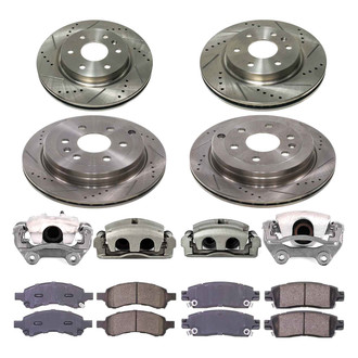 Callahan Brake Parts® - Drilled and Slotted Front and Rear Brake Kit with Calipers