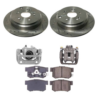 Callahan Brake Parts® - Drilled and Slotted Rear Brake Kit with Calipers