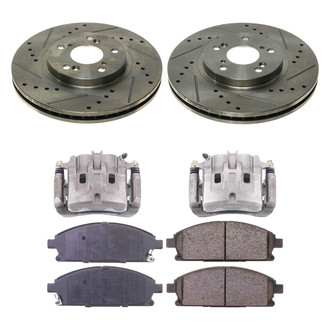 Callahan Brake Parts® - Drilled and Slotted Front Brake Kit with Calipers