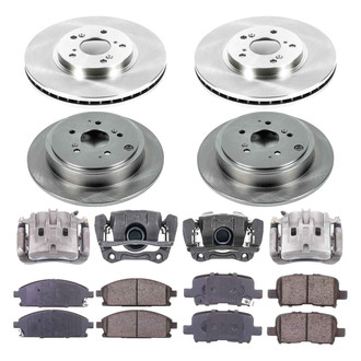 Callahan Brake Parts® - Plain Front and Rear Brake Kit with Calipers
