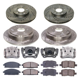 Callahan Brake Parts® - Drilled and Slotted Front and Rear Brake Kit with Calipers