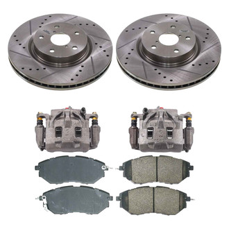 Callahan Brake Parts® - Drilled and Slotted Front Brake Kit with Calipers