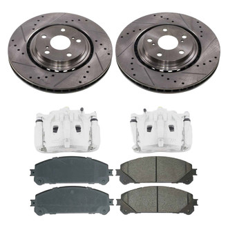 Callahan Brake Parts® - Drilled and Slotted Front Brake Kit with Calipers
