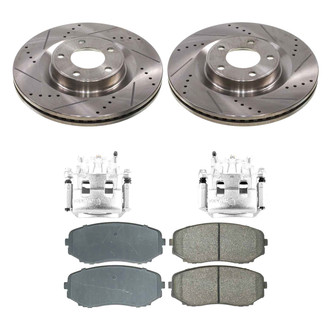 Callahan Brake Parts® - Drilled and Slotted Front Brake Kit with Calipers