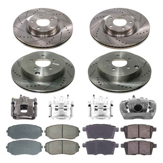 Callahan Brake Parts® - Drilled and Slotted Front and Rear Brake Kit with Calipers