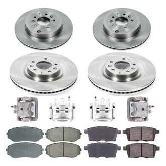 Callahan Brake Parts® - Plain Front and Rear Brake Kit with Calipers