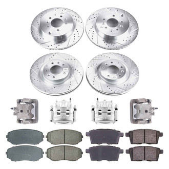 Callahan Brake Parts® - Drilled and Slotted Front and Rear Brake Kit with Calipers