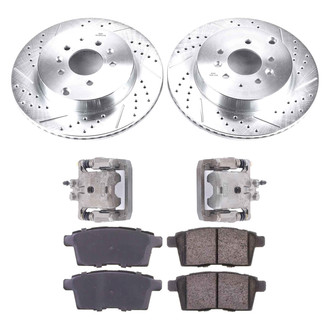 Callahan Brake Parts® - Drilled and Slotted Rear Brake Kit with Calipers