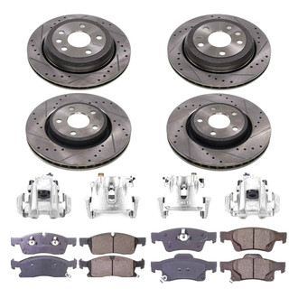 Callahan Brake Parts® - Drilled and Slotted Front and Rear Brake Kit with Calipers