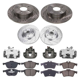 Callahan Brake Parts® - Drilled and Slotted Front and Rear Brake Kit with Calipers