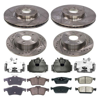 Callahan Brake Parts® - Drilled and Slotted Front and Rear Brake Kit with Calipers