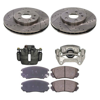 Callahan Brake Parts® - Drilled and Slotted Front Brake Kit with Calipers