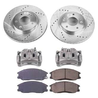 Callahan Brake Parts® - Drilled and Slotted Front Brake Kit with Calipers