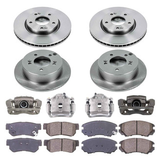 Callahan Brake Parts® - Plain Front and Rear Brake Kit with Calipers