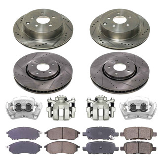 Callahan Brake Parts® - Drilled and Slotted Front and Rear Brake Kit with Calipers