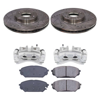 Callahan Brake Parts® - Drilled and Slotted Front Brake Kit with Calipers