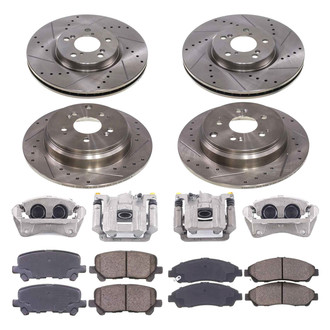 Callahan Brake Parts® - Drilled and Slotted Front and Rear Brake Kit with Calipers