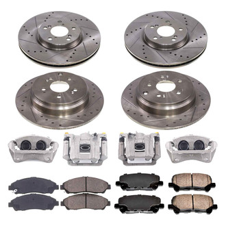 Callahan Brake Parts® - Drilled and Slotted Front and Rear Brake Kit with Calipers