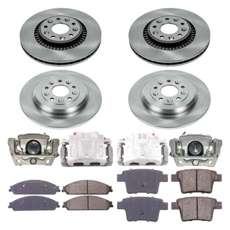 Callahan Brake Parts® - Plain Front and Rear Brake Kit with Calipers