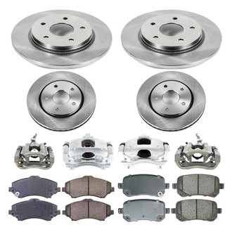 Callahan Brake Parts® - Plain Front and Rear Brake Kit with Calipers