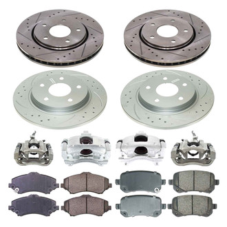 Callahan Brake Parts® - Drilled and Slotted Front and Rear Brake Kit with Calipers