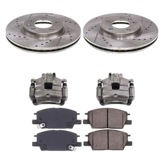 Callahan Brake Parts® - Drilled and Slotted Front Brake Kit with Calipers