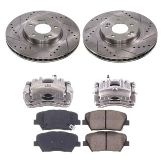 Callahan Brake Parts® - Drilled and Slotted Front Brake Kit with Calipers