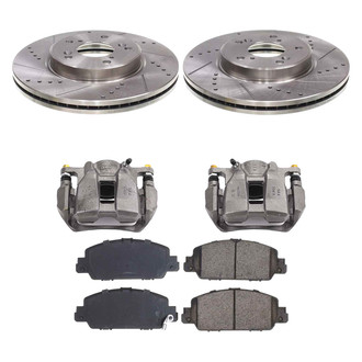 Callahan Brake Parts® - Drilled and Slotted Front Brake Kit with Calipers