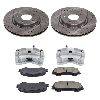Callahan Brake Parts® - Drilled and Slotted Front Brake Kit with Calipers