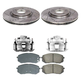 Callahan Brake Parts® - Drilled and Slotted Front Brake Kit with Calipers