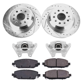 Callahan Brake Parts® - Drilled and Slotted Rear Brake Kit with Calipers