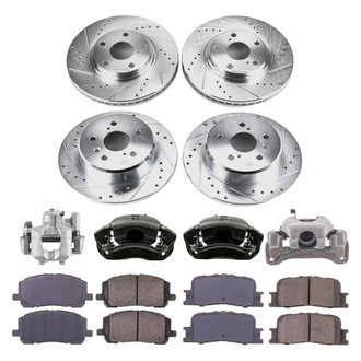 Callahan Brake Parts® - Drilled and Slotted Front and Rear Brake Kit with Calipers