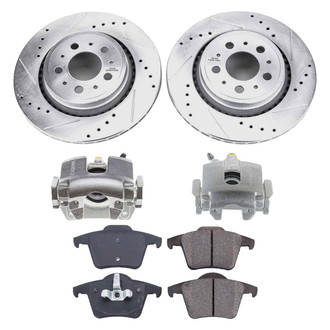 Callahan Brake Parts® - Drilled and Slotted Rear Brake Kit with Calipers