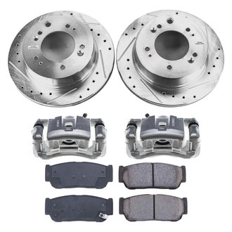 Callahan Brake Parts® - Drilled and Slotted Rear Brake Kit with Calipers