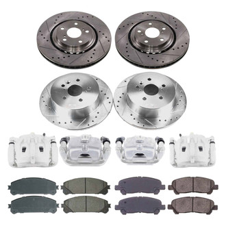 Callahan Brake Parts® - Drilled and Slotted Front and Rear Brake Kit with Calipers