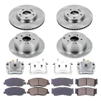 Callahan Brake Parts® - Plain Front and Rear Brake Kit with Calipers