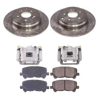 Callahan Brake Parts® - Drilled and Slotted Rear Brake Kit with Calipers