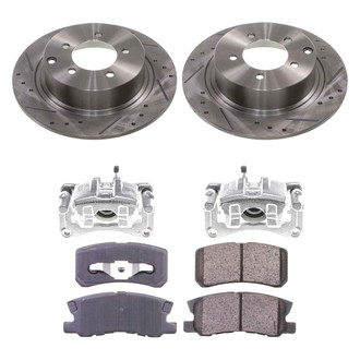 Callahan Brake Parts® - Drilled and Slotted Rear Brake Kit with Calipers