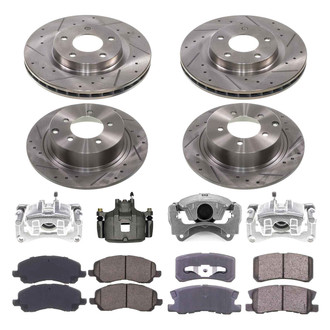Callahan Brake Parts® - Drilled and Slotted Front and Rear Brake Kit with Calipers