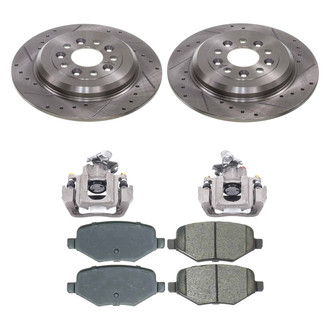 Callahan Brake Parts® - Drilled and Slotted Rear Brake Kit with Calipers