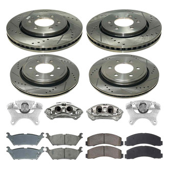 Callahan Brake Parts® - Drilled and Slotted Front and Rear Brake Kit with Calipers